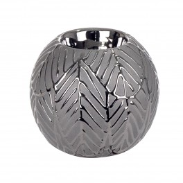 Bougeoir céramique design : Modèle Feuille d'Argent, D 9 cm