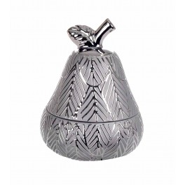 Boite Poire céramique design : Modèle Feuille d'Argent, H 20 cm