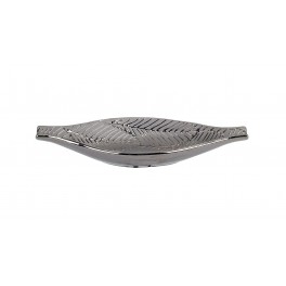 Plat long en céramique design : Modèle Feuille d'Argent, Moyen. L 37 cm