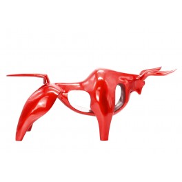 Statuette Taureau Design XXL, Finition Rouge laqué, H 57 cm