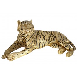 Statuette Tigre Noir et Doré XL, Modèle Gold Design, L 64 cm