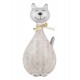 Grande Figurine Résine : Chat, Motif Allover Rétro, H 28 cm