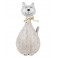 Grande Figurine Résine : Chat, Motif Allover Rétro, H 28 cm