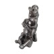 Statue 5 Singes de la Sagesse en Résine, Modèle Argenté. H 22.5 cm