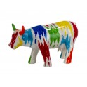 Statuette Design : Vache Multicolore en Dolomite. Mod Grafik, L 32 cm