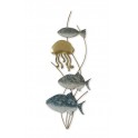 Déco murale Verticale : Poissons Balistes et Méduse, Gamme Océanic. H 75 cm