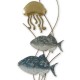 Déco murale Verticale : Poissons Balistes et Méduse, Gamme Océanic. H 75 cm