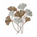 Déco Murale Fleurs : Feuilles de Ginkgo, Or et Blanc, H 81 cm