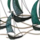 Déco murale : Régate 5 Voiliers, Vert Emeraude et Bleu, Océanic. L 105 cm