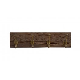 Porte manteaux en Bois Marron. 4 pommeaux, L 54 cm.