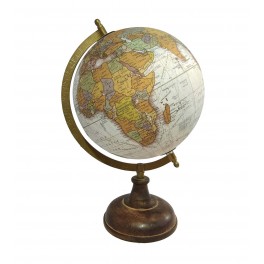 Globe terrestre, Doré & Marron. Collection Mundo, H 33 cm