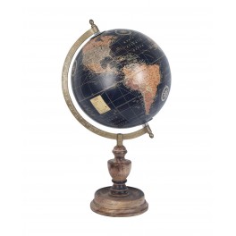 Globe terrestre, Noir & Marron. Collection Mundo, H 33 cm