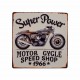 Déco murale : Plaque en Métal Moto Super Power. Diam 30 cm