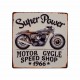 Déco murale : Plaque en Métal Moto Super Power. Diam 30 cm