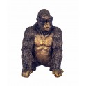 Statuette Gorille avec lunettes : Noire & Dorée, H 23 cm