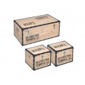 Set 3 Coffres Vintage, Modèle Terminal, Bois MDF, L 70 cm (Grand)