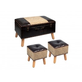 Set 3 Tabourets-Coffres : Collection Fly, Bois MDF, L 71 cm (Grand)