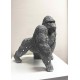 Gorille en résine et inserts Miroirs, Collection Perles d'Argent, H 34 cm