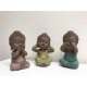 Set de 3 Moines de la Sagesse Assis 2, Collection Baby Zen, H 11 cm