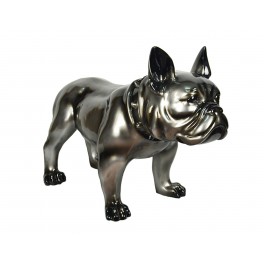 Statuette Bouledogue Design, Finition Gris Perle métallisé, L 60 cm