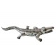 Statuette Crocodile Design XL, Finition Gris Perle métallisé, L 104 cm