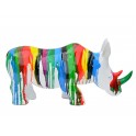 Sculpture Rhinocéros Blanc, Finition Multicolore, Design, L 75 cm