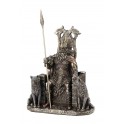 Statuette résine : Le trône d'Odin et les loups Geri et Freki, H 21 cm
