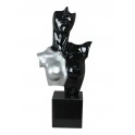 Buste Féminin Design : Night Queen, Noir et Argent, H 51 cm