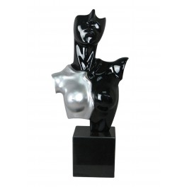 Buste Féminin Design : Night Queen, Noir et Argent, H 51 cm