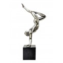 Sculpture Homme sur socle : Extension, Gris métallisé, Hauteur 53 cm