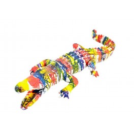 Sculpture Crocodile, Finition Multicolore, Design, L 70 cm