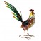 Figurine Jardin Fer : Coq Cuivré et Long Panache Vert, H 45 cm