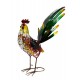 Figurine Jardin Fer : Coq Cuivré et Long Panache Vert, H 45 cm