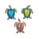 Set 3 magnets Frigo : 3 Tortues Marines Multicolores, H 8 cm