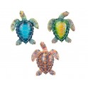 Set 3 magnets Frigo : 3 Tortues Marines Multicolores, H 8 cm