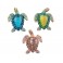 Set 3 magnets Frigo : 3 Tortues Marines Multicolores, H 8 cm