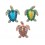 Set 3 magnets Frigo : 3 Tortues Marines Multicolores, H 8 cm