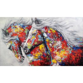 Tableau moderne Chevaux : Echapée belle, L 140 cm