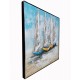 Tableau Moderne Marine : 4 Voiliers multicolores, H 80 cm