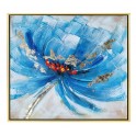 Tableau Moderne et Cadre : Fleur Bleue et Dorée, H 60 cm