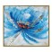 Tableau Moderne et Cadre : Fleur Bleue et Dorée, H 60 cm
