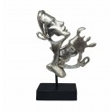 Sculpture Design Argent Résine : Le Baiser II, Collection Passion, H 41 cm