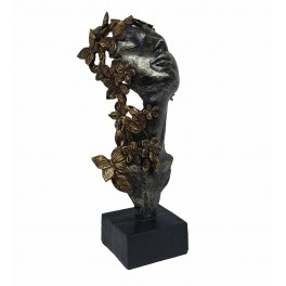 Sculpture Design : Femme, Fleurs et Papillons, Collection Passion, H 32 cm