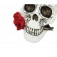 Grande Tête de mort Noire et Blanche, Modèle Roses. H 25 cm