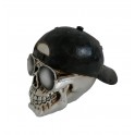 Tête de mort Casquette & Lunettes, Modèle Steam City, Grise et Noire. L 19 cm