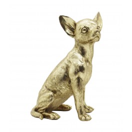 Statuette Chien XL : Le Chihuahua, Finitions Dorées, H 26 cm