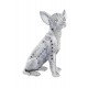Statuette Chien XL : Le Chihuahua Argent & Strass, H 26 cm