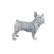 Statuette Chien Bouledogue, Collection Perles d'argent, L 24 cm