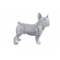 Statuette Chien Bouledogue, Collection Perles d'argent, L 24 cm