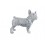 Statuette Chien Bouledogue, Collection Perles d'argent, L 24 cm